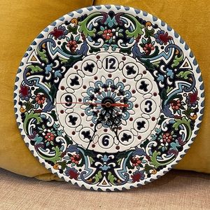 Hand painted ceramic clock made in Spain.